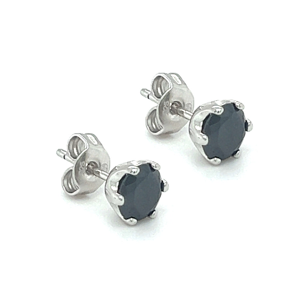 Sterling Silver Black CZ Stud Earrings