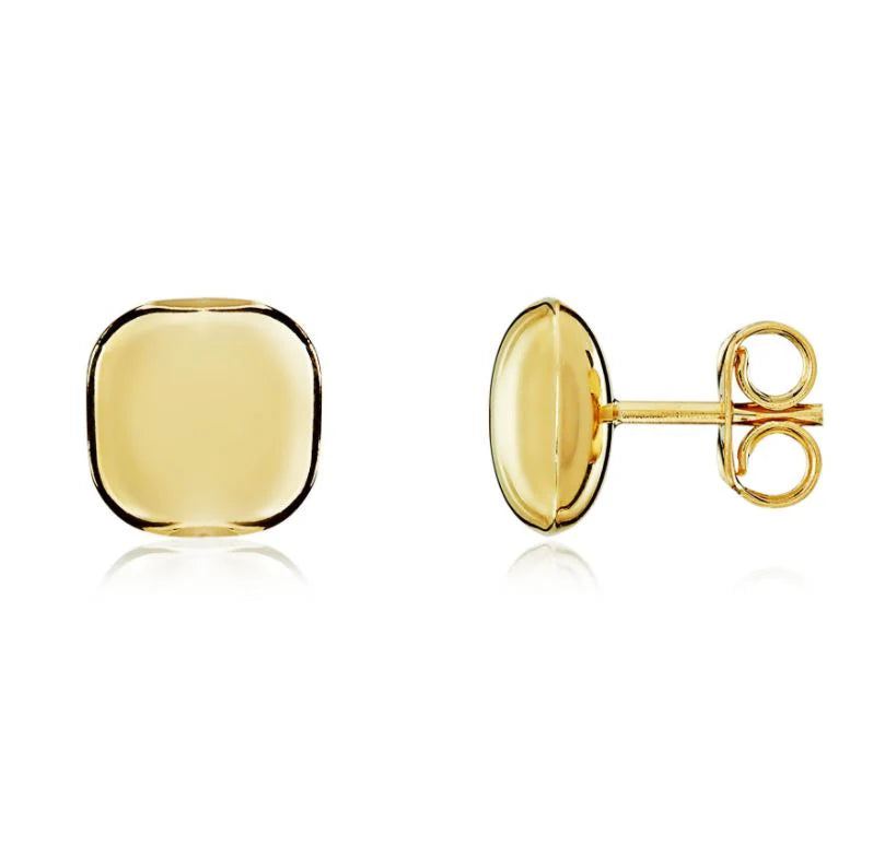 9ct Gold 8mm Polished Cushion Stud Earrings SIDE