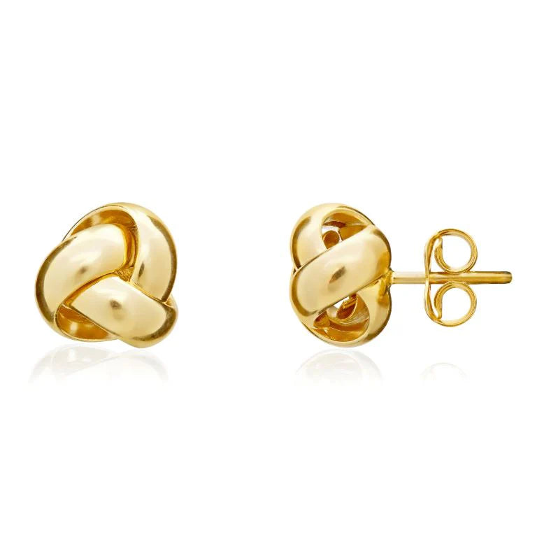 9ct Yellow Gold 12mm Polished Knot Earrings SIDE
