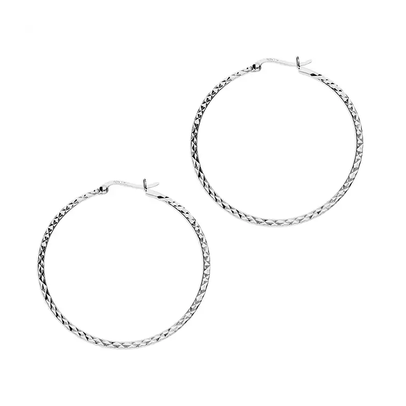 Sterling Silver 50mm Square Tube Hoop Earrings
