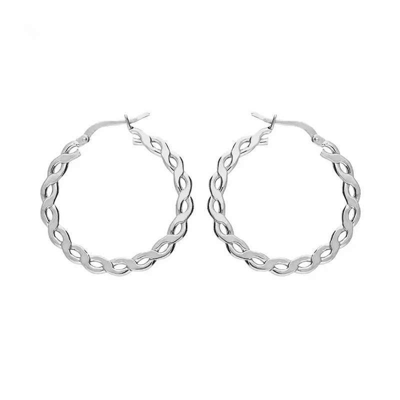Sterling Silver 26mm Chain Link Hoop Earrings