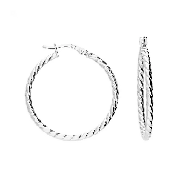 Sterling Silver 30mm Twist Hoop Earrings
