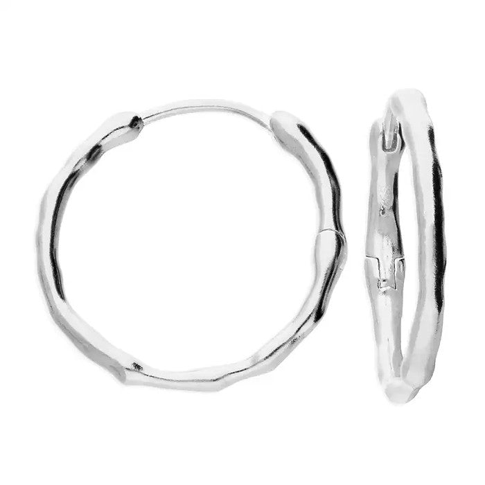 Sterling Silver 23mm Organic Hoop Earrings