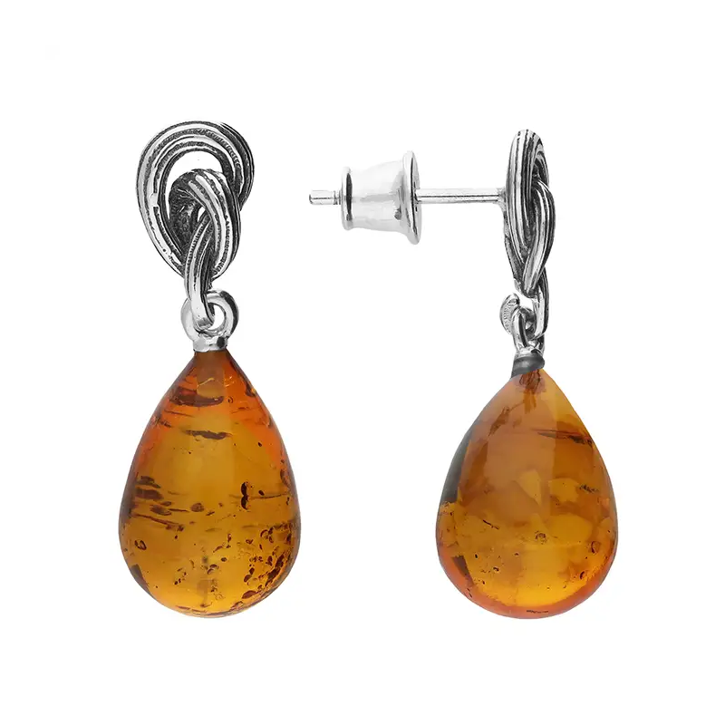 Sterling Silver Amber Drop Earrings