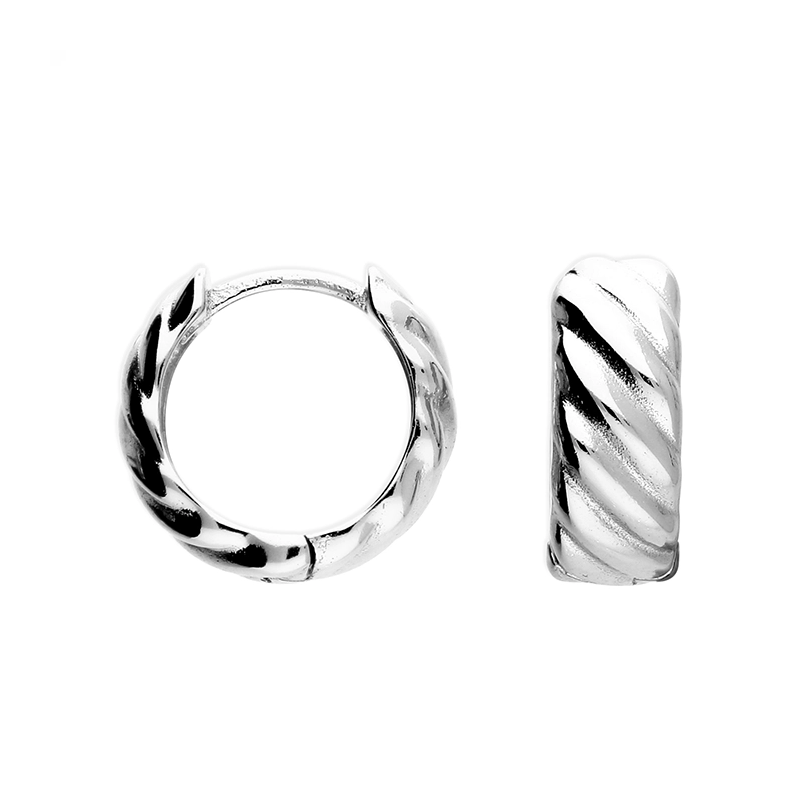 Sterling Silver 12mm Ridged Huggy Earrings