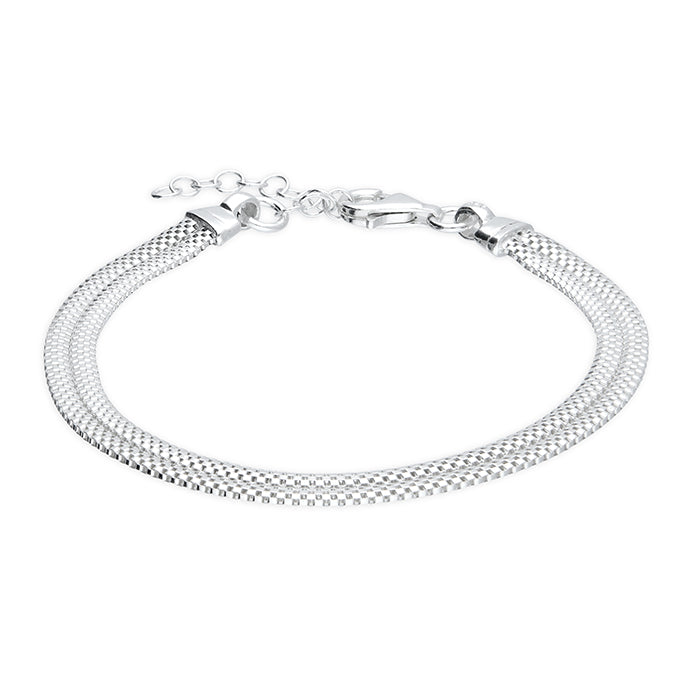 Sterling Silver Double Flat Popcorn Bracelet