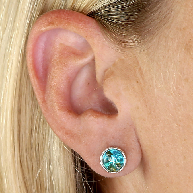 Sterling Silver 9mm Blue Amber Stud Earrings model