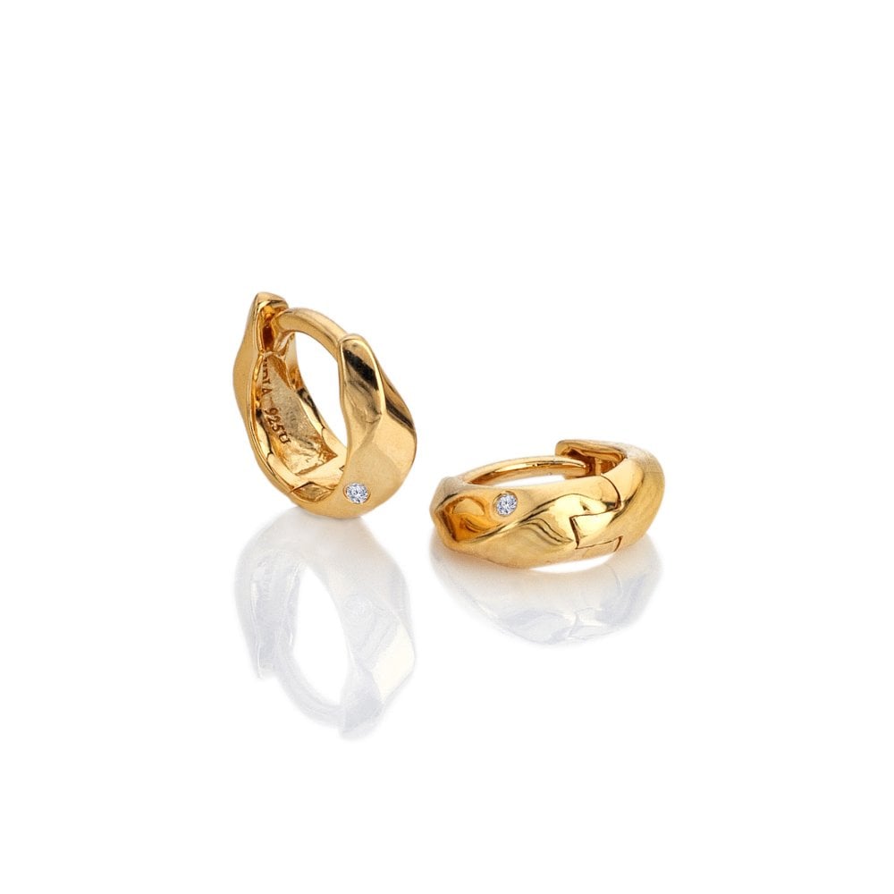 Hot Diamonds HD X Golden Edit Ridge Huggie Earrings DE852