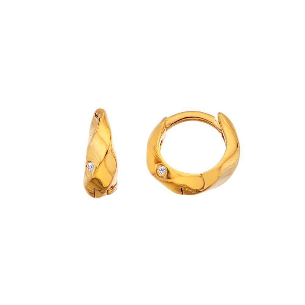 Hot Diamonds HD X Golden Edit Ridge Huggie Earrings DE852 side