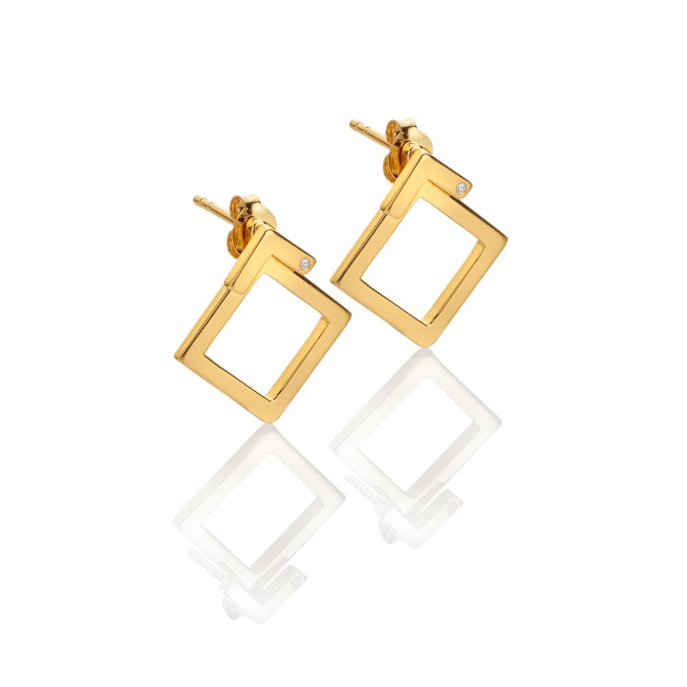 Hot Diamonds HD X Golden Edit Square Paired Earrings DE889 SIDE