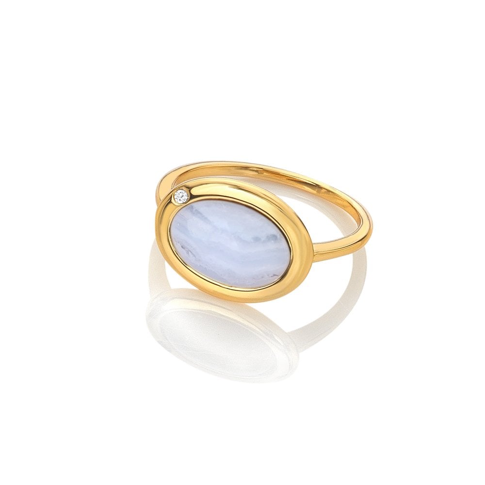Hot Diamonds HDXGEM Oval Ring Blue Lace Agate DR271