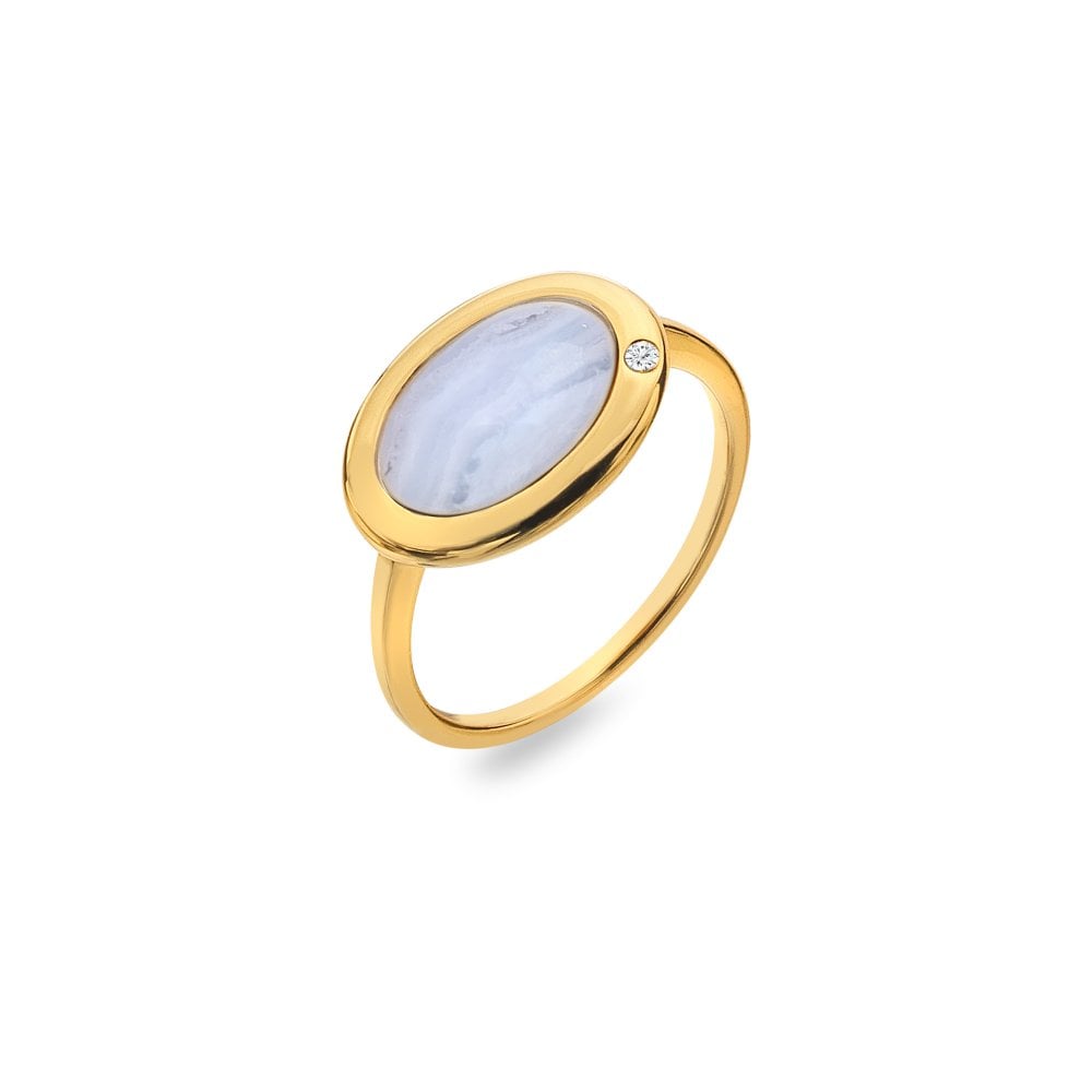 Hot Diamonds HDXGEM Oval Ring Blue Lace Agate DR271m