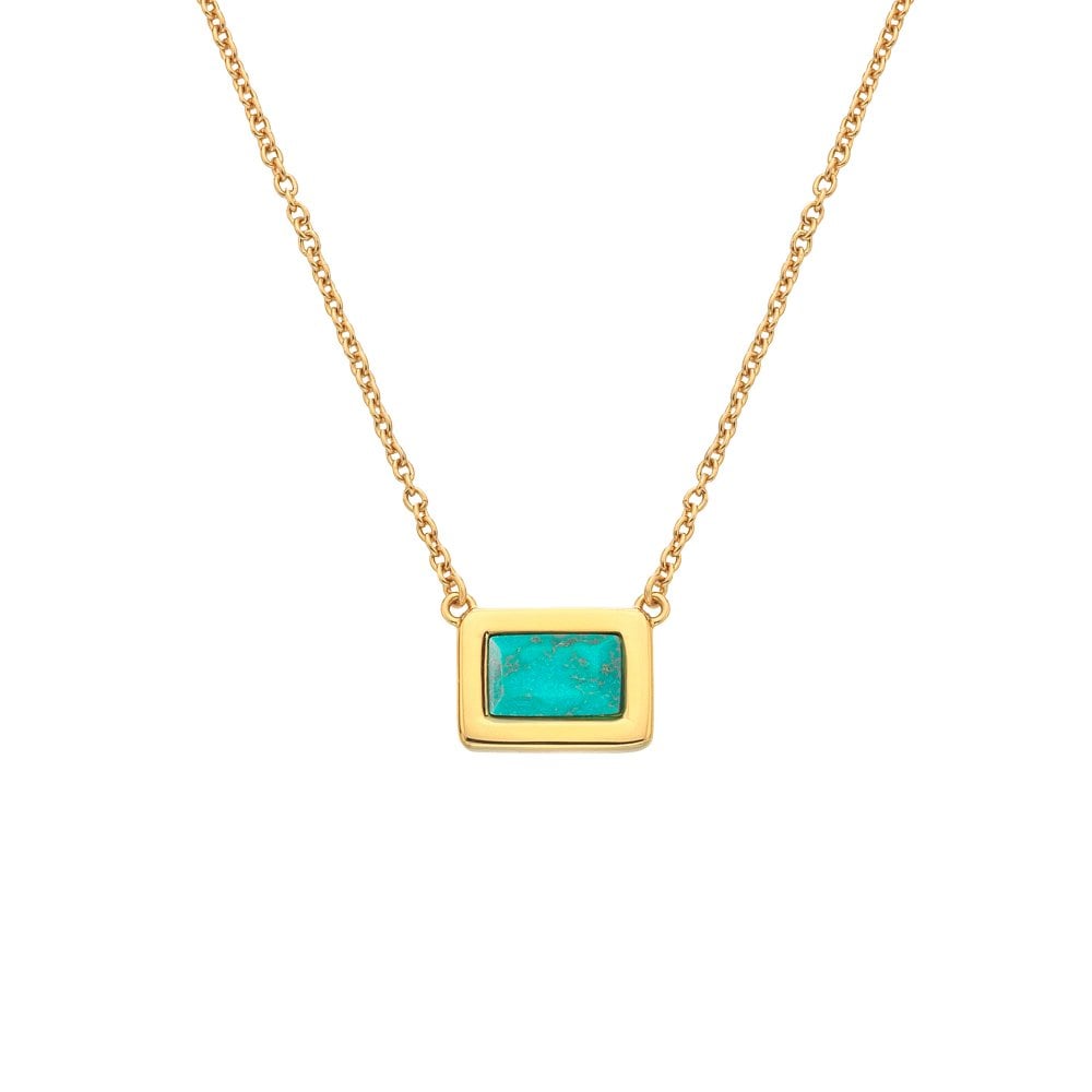 Hot Diamonds HDXGEM Rectangle Necklace Turquoise DN179 front