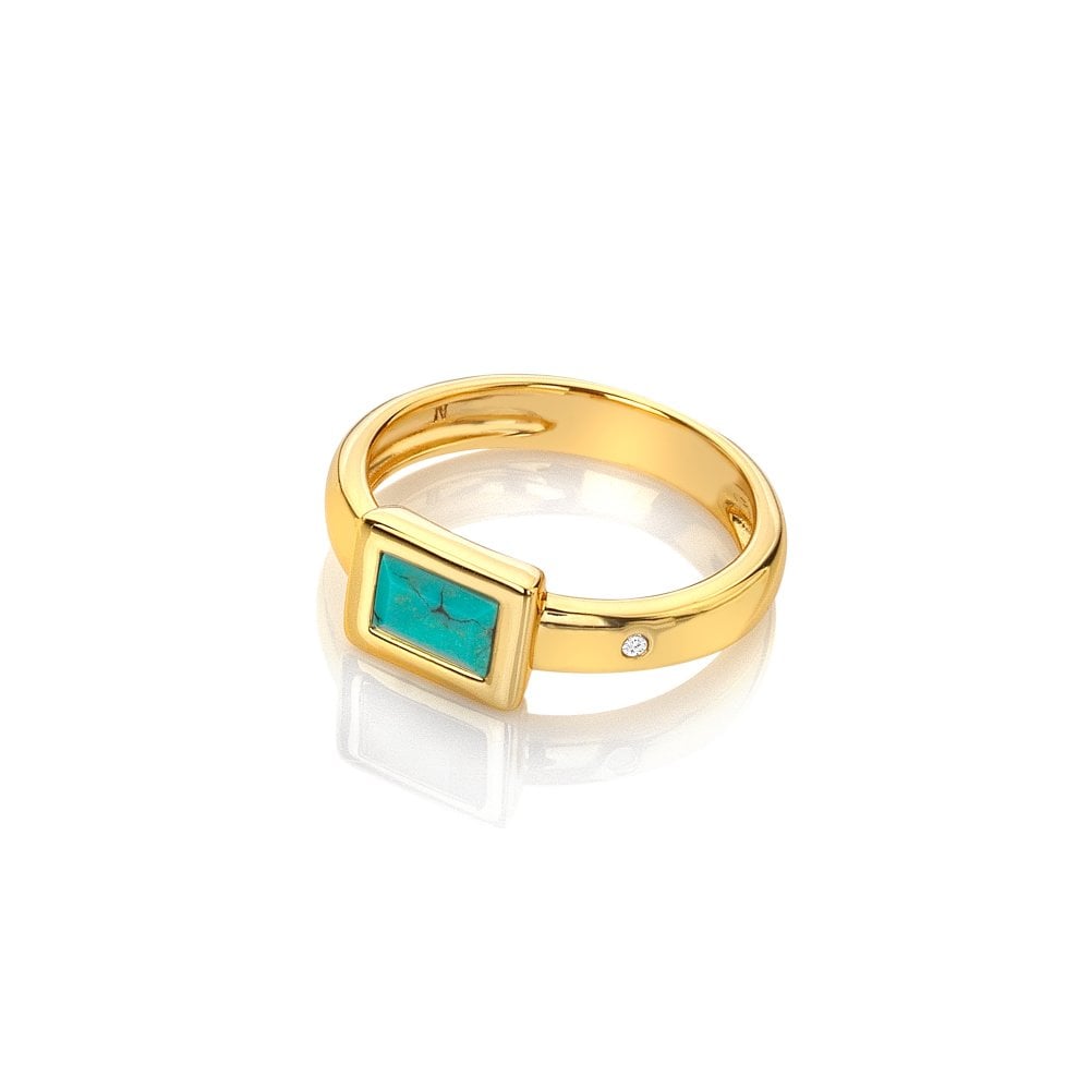 Hot Diamonds HDXGEM Rectangle Ring Turquoise DR261