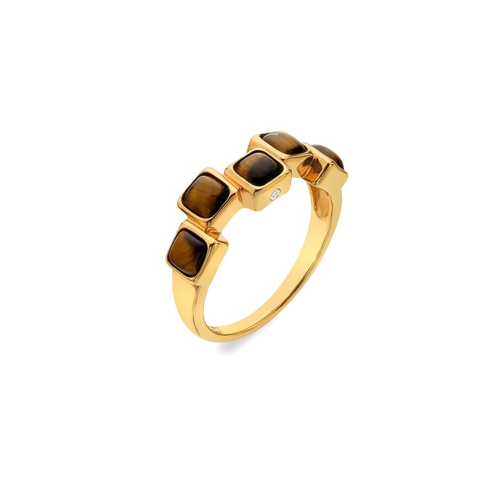 Hot Diamonds HDXGEM Square Stepped Ring Tigers Eye DR269M