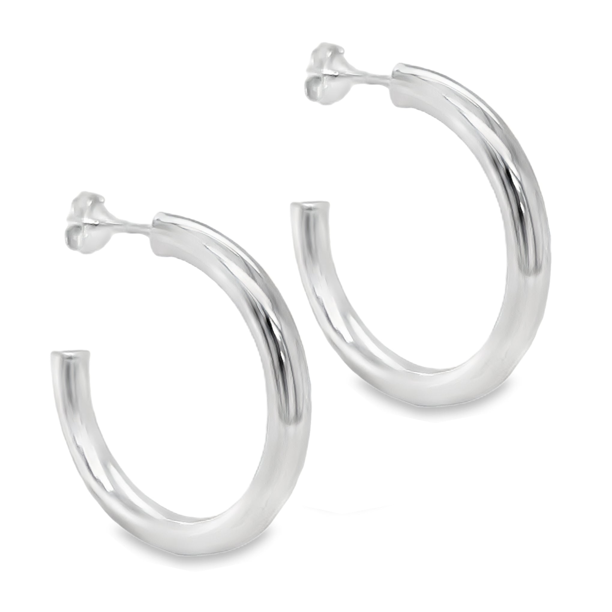 Sterling Silver Chunky Half Hoop Earrings 40mm