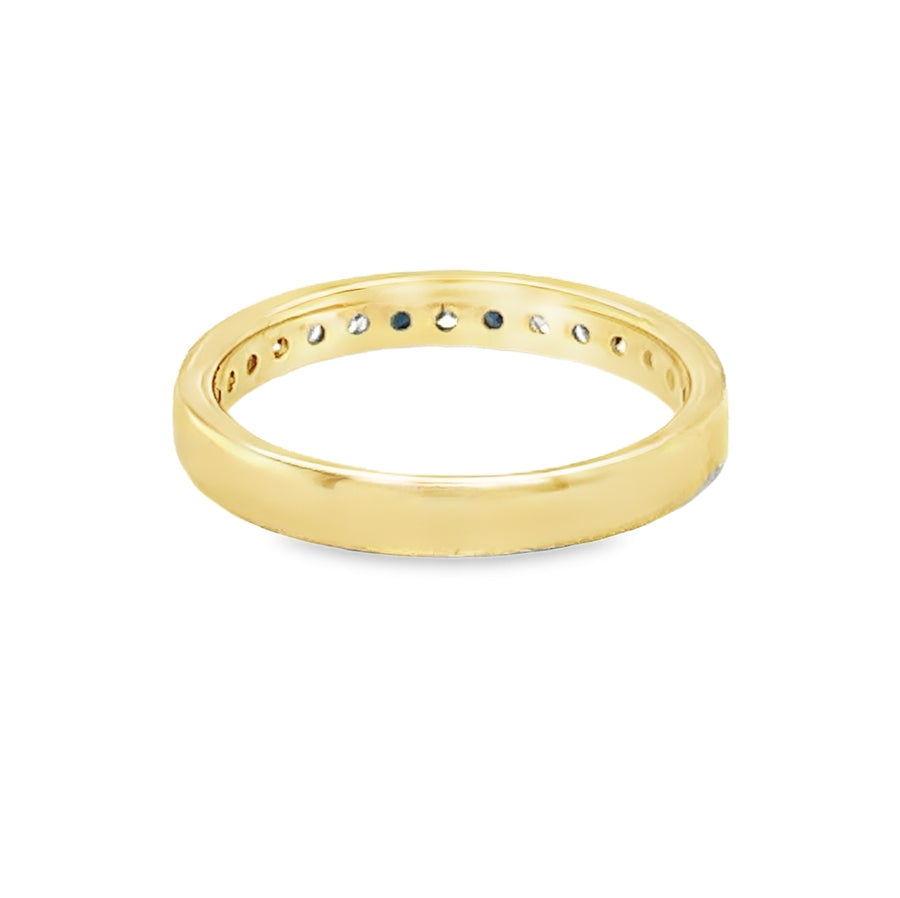 Sapphire & Diamond Eternity Ring Channel Set 9ct Gold rear