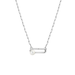 Hot Diamonds Linked Paperclip Pearl Necklace DN172