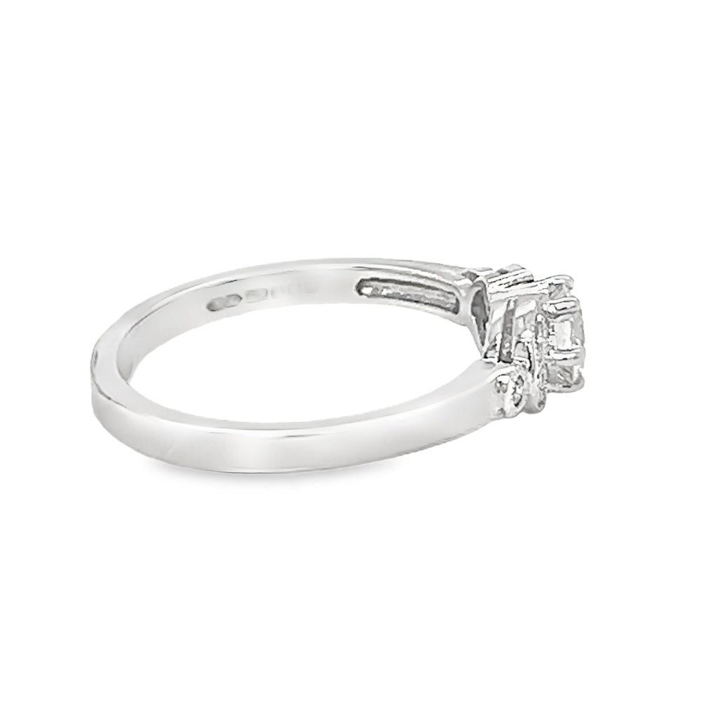 Vintage Style Diamond Ring 18ct White Gold side