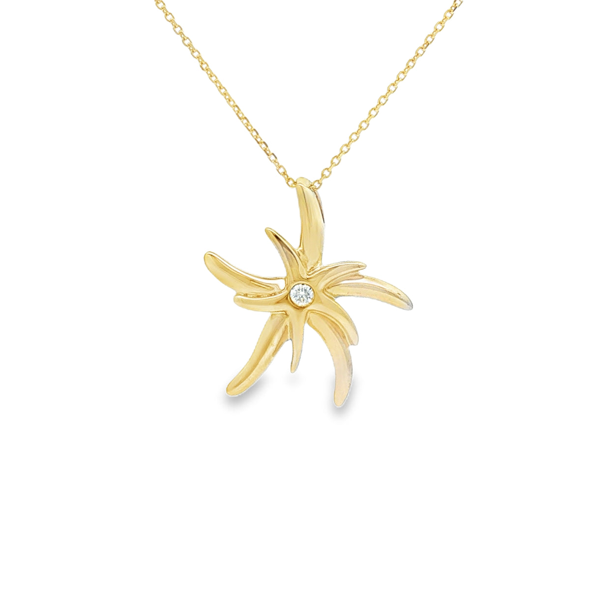 9ct Yellow Gold Diamond Set Starfish Pendant