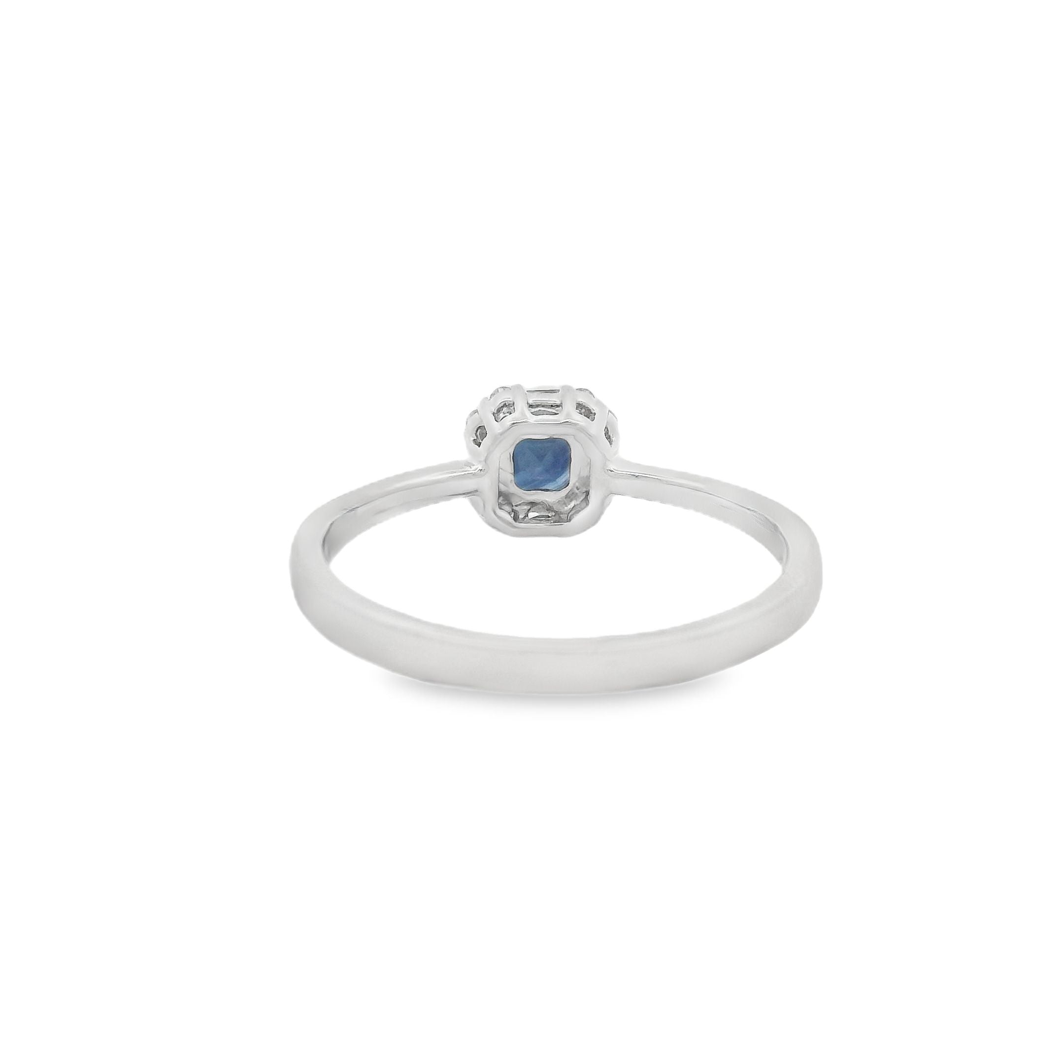 9ct White Gold Sapphire & Diamond Octagonal Cluster Ring rear