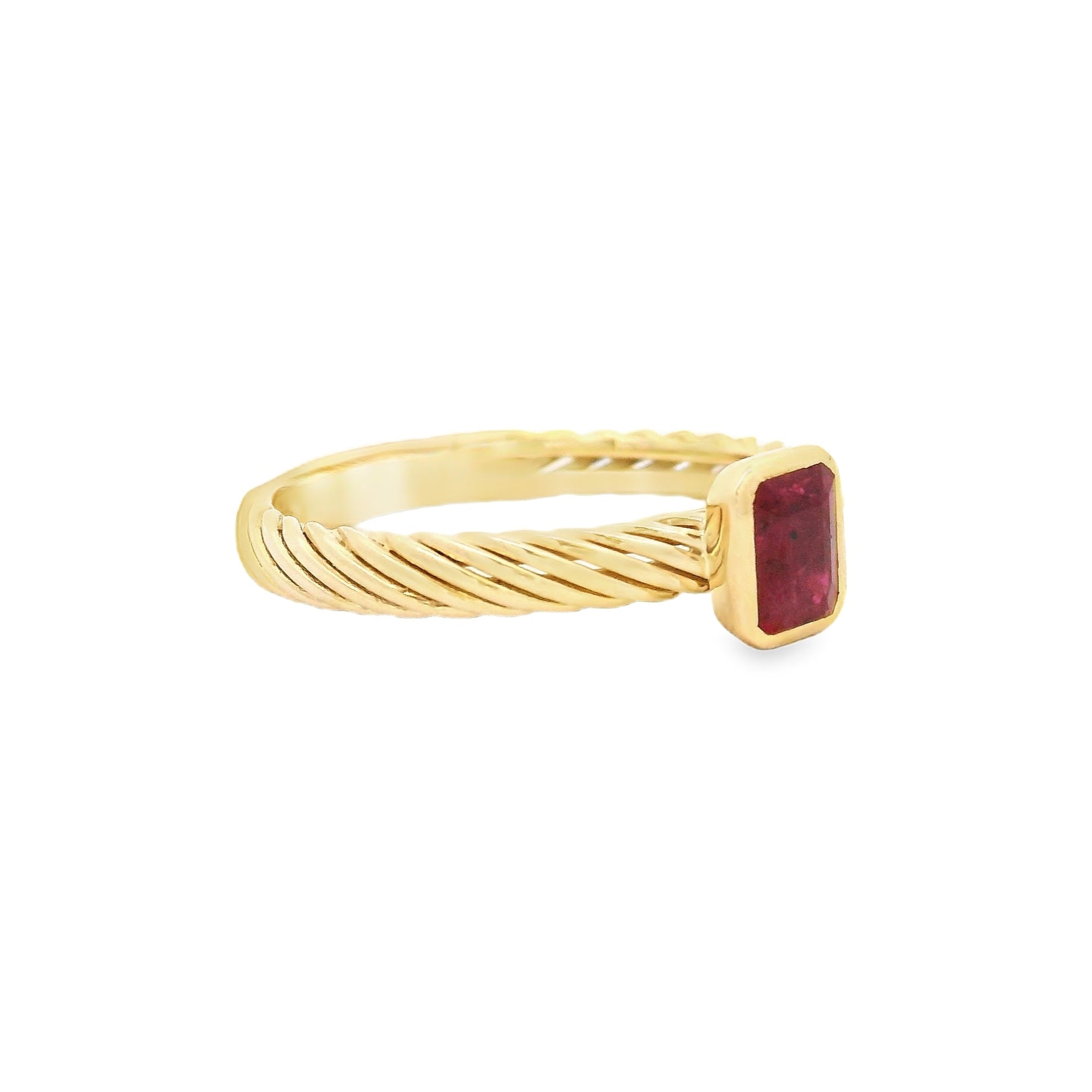 Solitaire Ruby Ring 9ct Gold side
