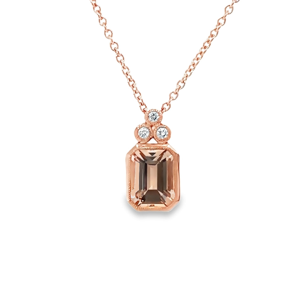 Morganite & Diamond Necklace 9ct Rose Gold