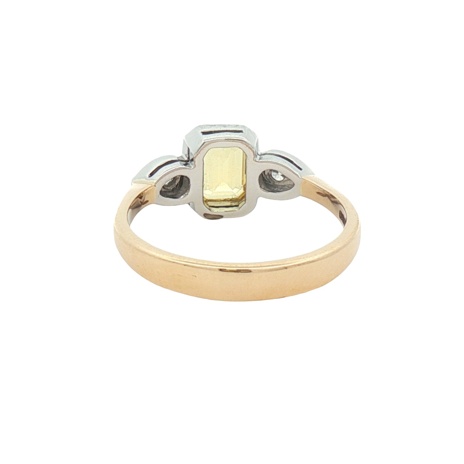Yellow Sapphire & Diamond Trilogy Ring 9ct Gold rear