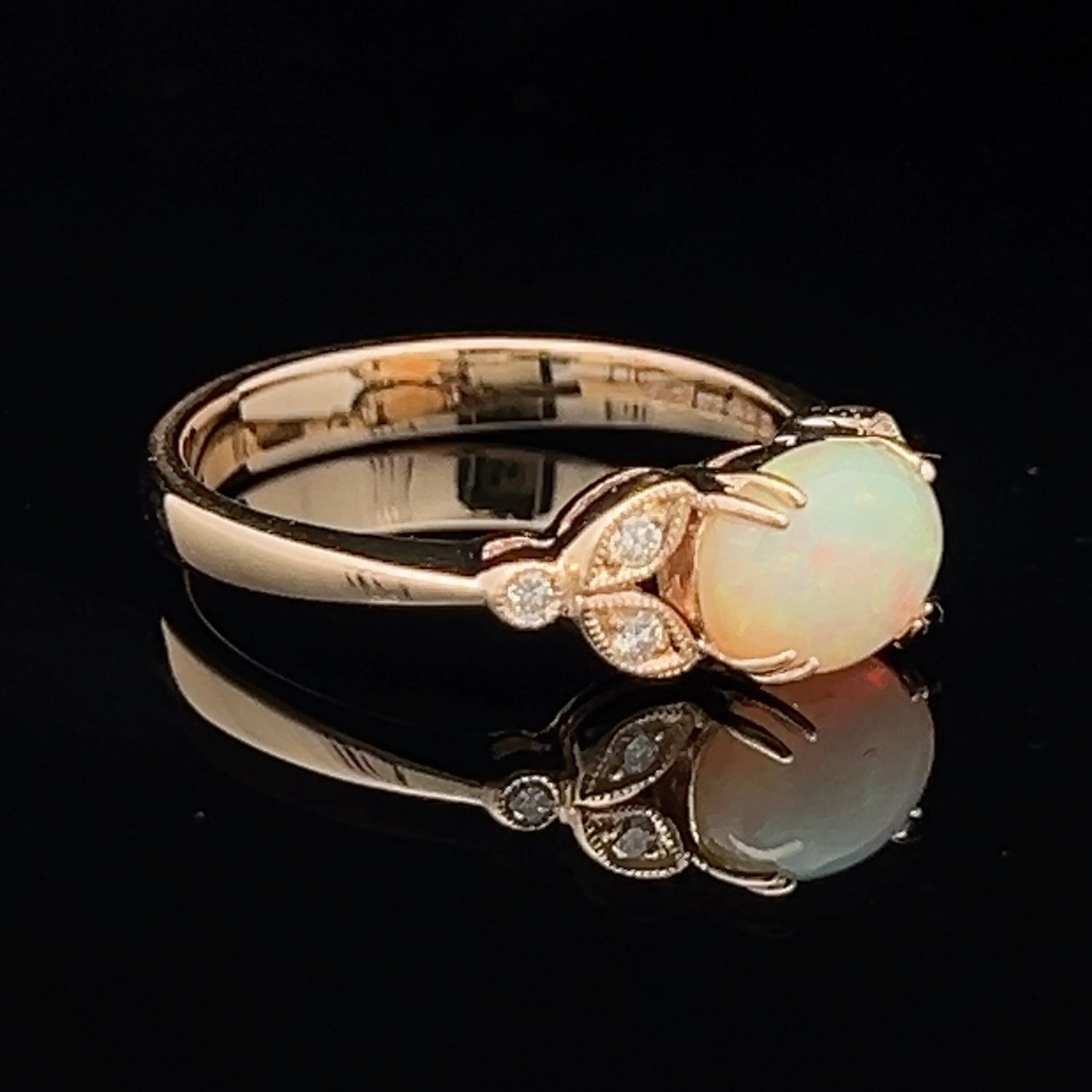 9ct Yellow Gold Opal & Diamond Ring