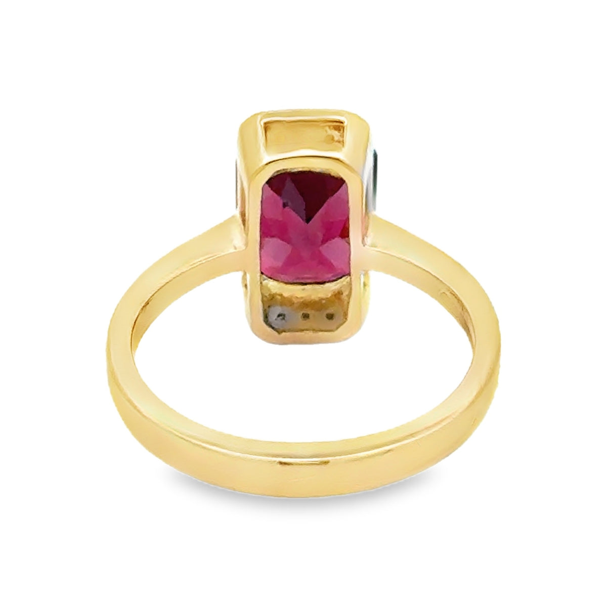 9ct Gold Octagonal Sheild Cut Garnet & Diamond Ring rear
