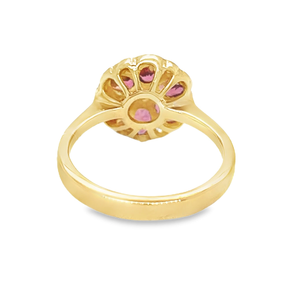 Rhodalite & Diamond Cluster Ring 9ct Gold rear