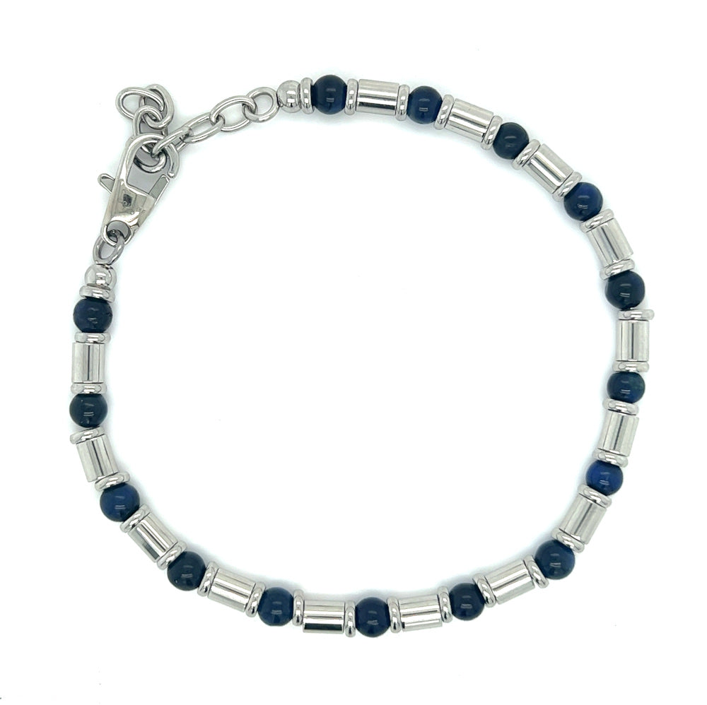 Unique & Co Men's Steel & Blue Tigers Eye Bracelet LAB-224