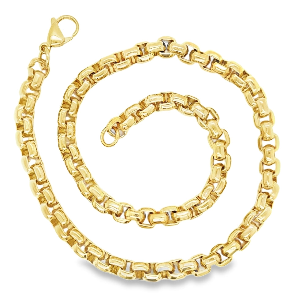 Unique & Co Mens Steel Gold IP Belcher Necklace LAK237