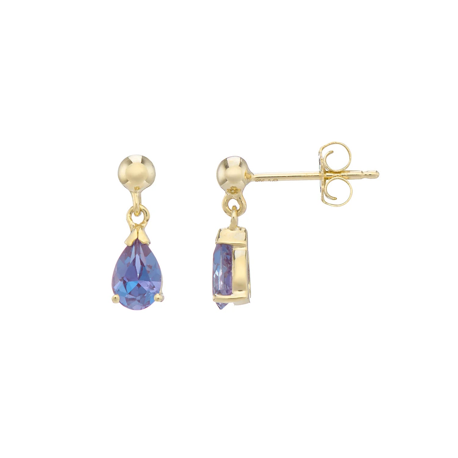 9ct Gold Lab Grown Alexandrite Drop Earrings