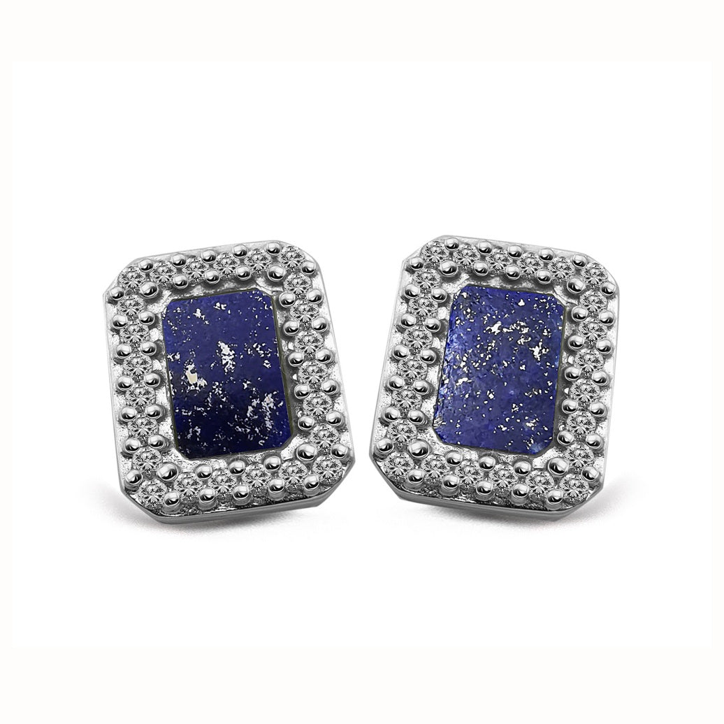 Unique & Co Silver Lapis Stud Earrings ME-1021