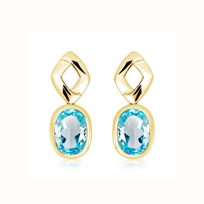 Unique & Co Silver GP Blue Topaz Drop Earrings ME-985BT