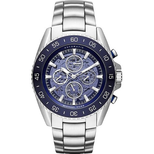 Michael Kors Mk9024 Men S Jetmaster Silver Blue Automatic Watch