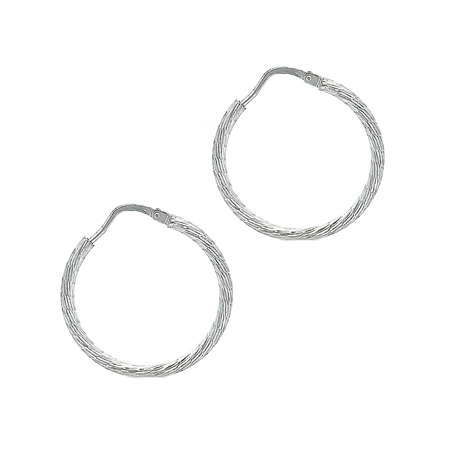 Sterling Silver Patterned 24mm Hoop Earrings