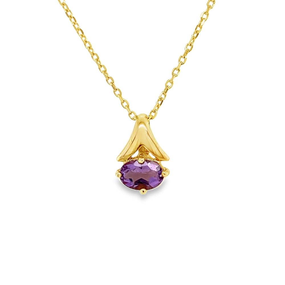 Oval Amethyst Pendant 9ct Gold