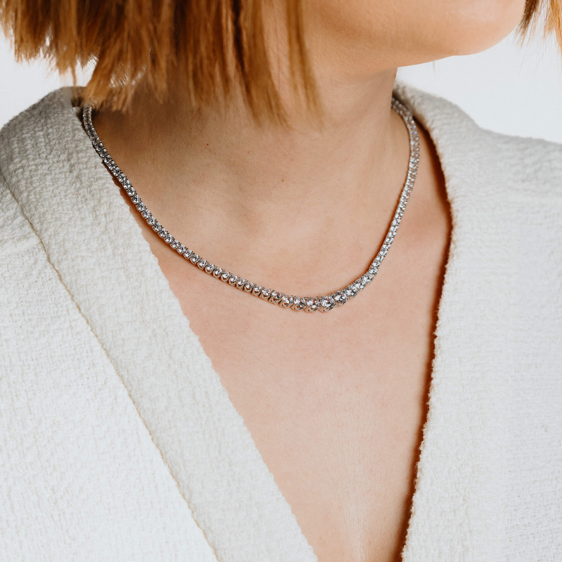 Diamonfire Graduated Zirconia Tennis Necklace