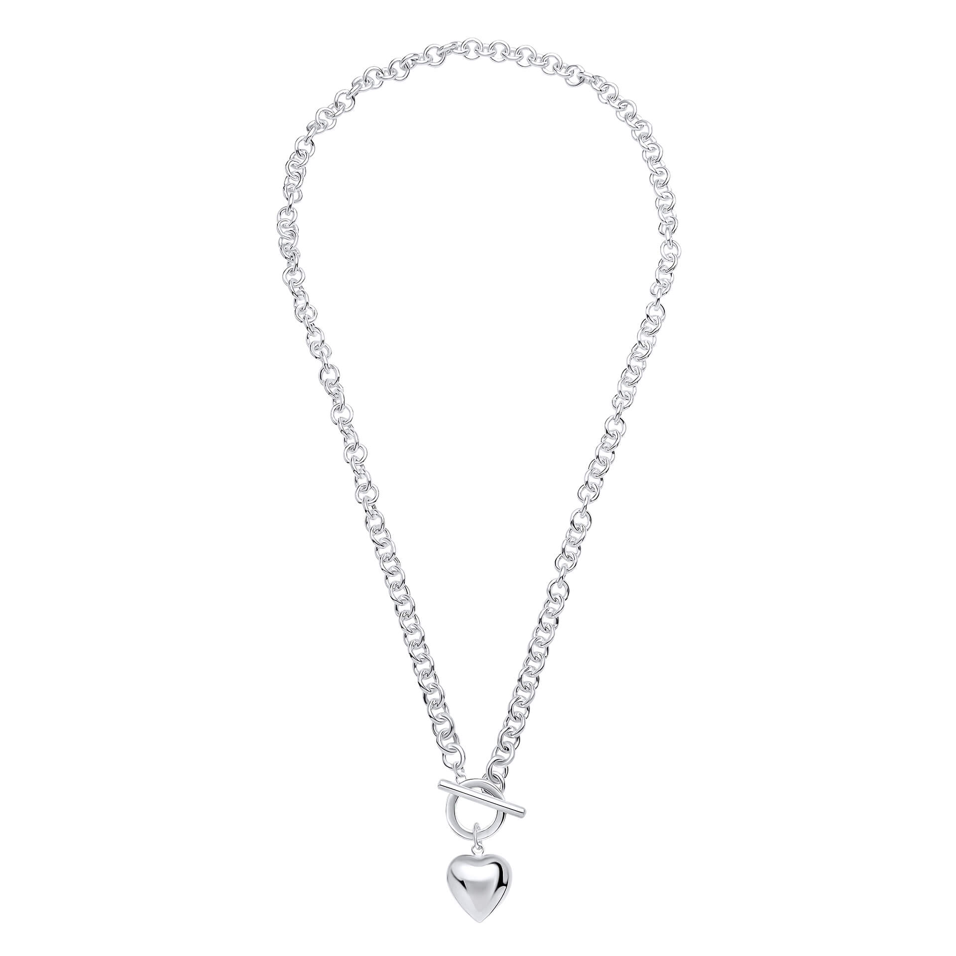 Beginnings Puff Heart T-Bar Chain Necklace