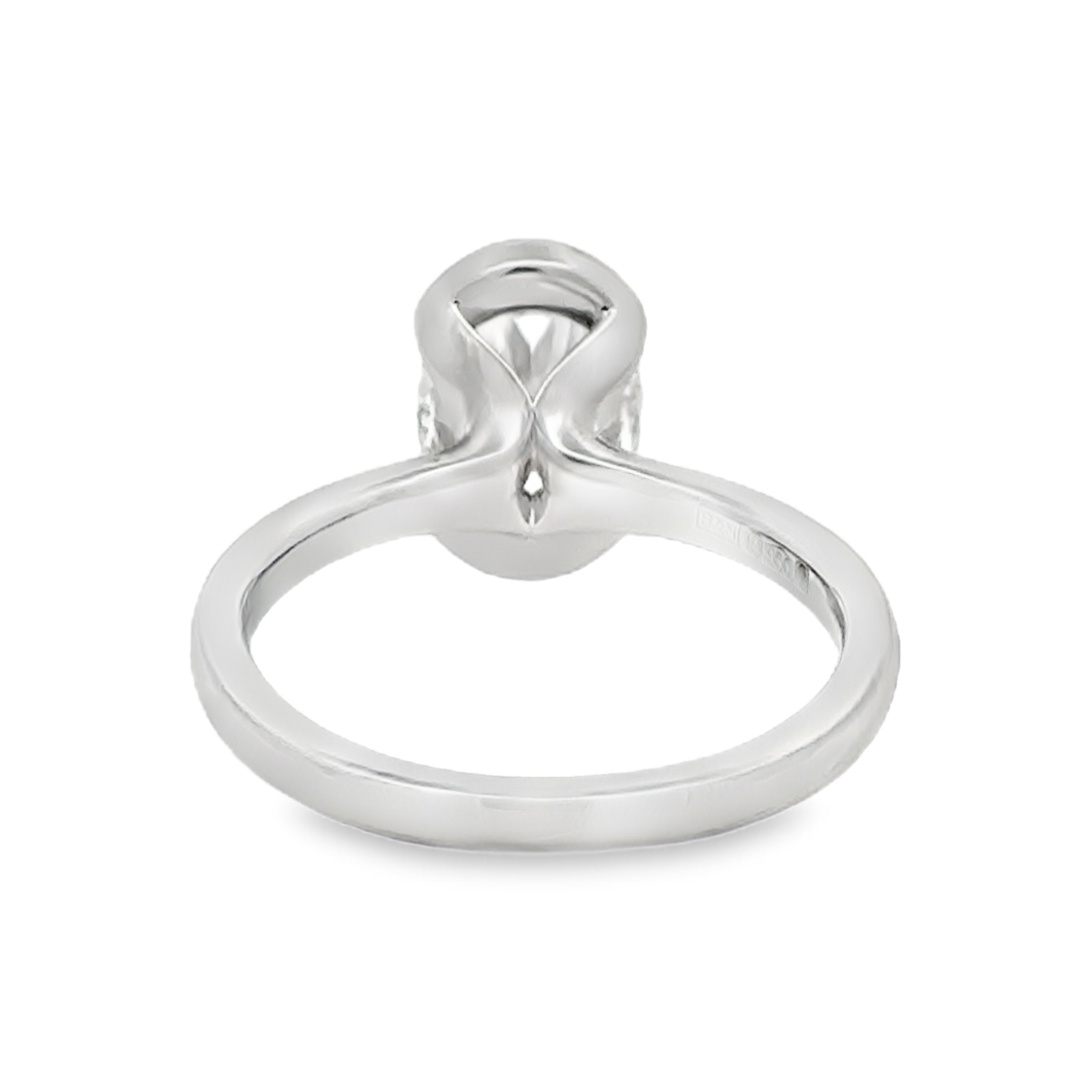Lab Grown Diamond Oval Cut 2.04ct Solitaire Ring Platinum rear