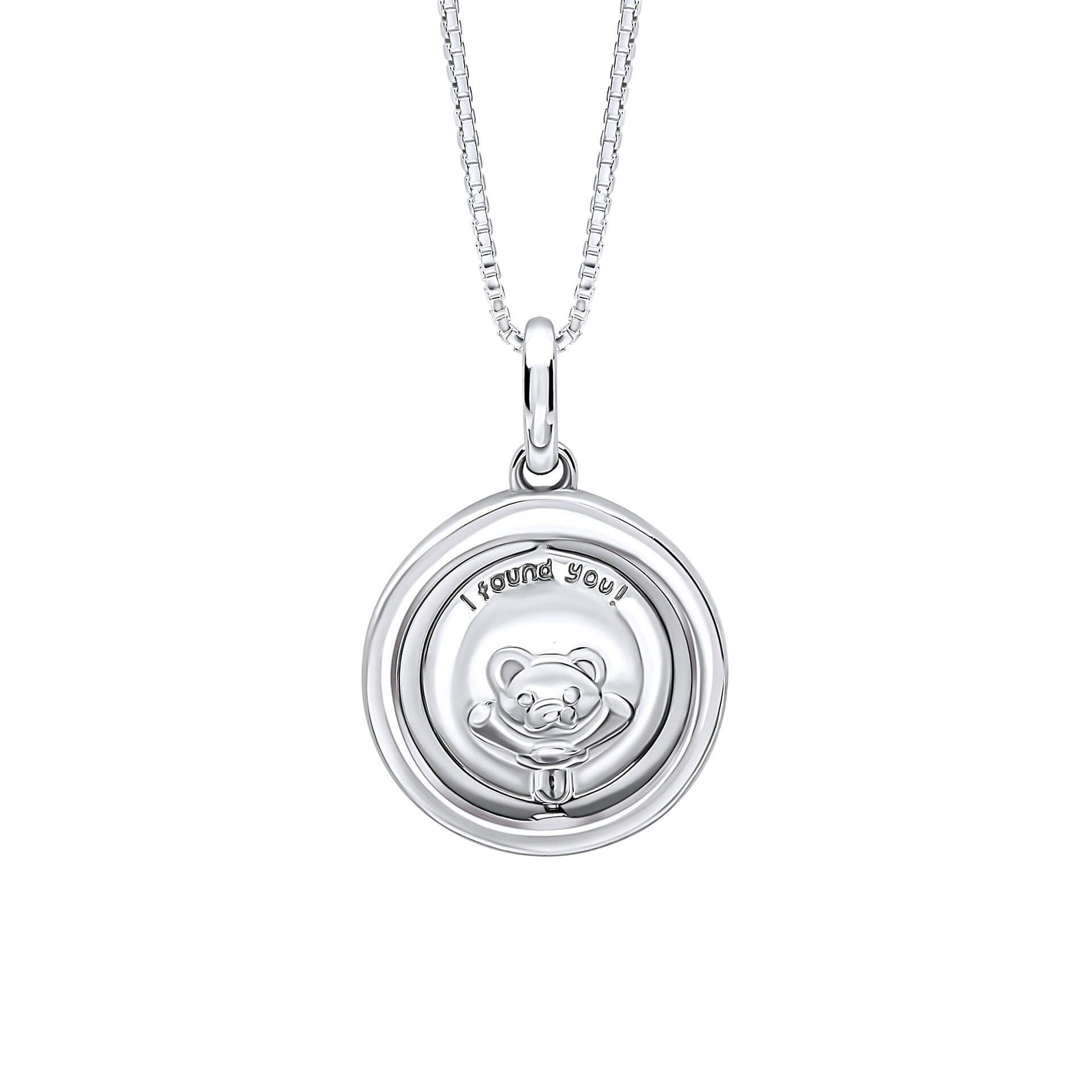 D for Diamond Childs Diamond Teddy Bear Peekaboo Spinning Pendant front