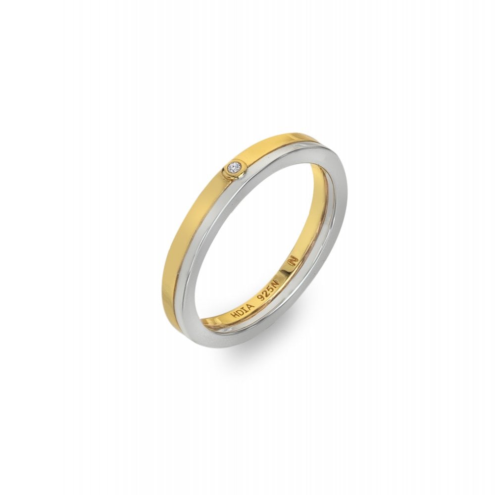 Hot Diamonds Parellel Two Tone Ring DR308/P SIDE