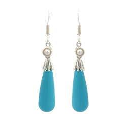 Silver Turquoise & Pearl Drop Earrings