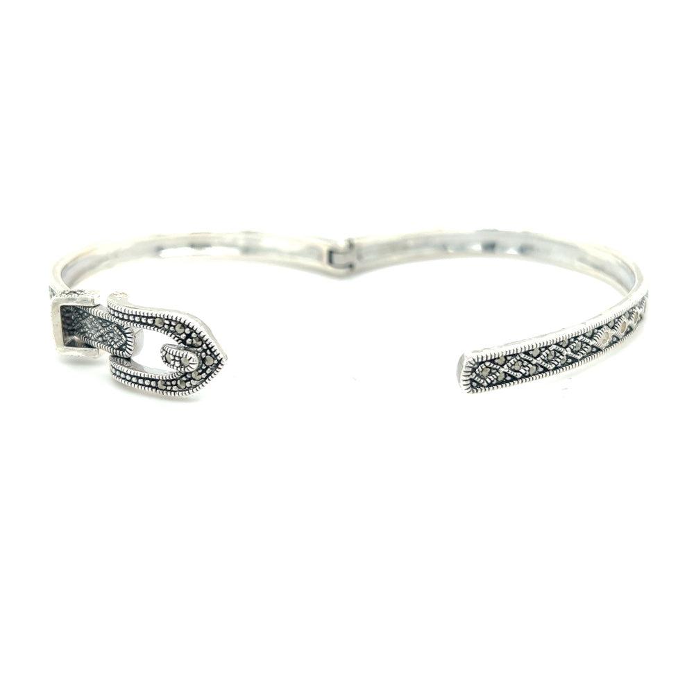 Silver Marcasite Buckle Bangle open