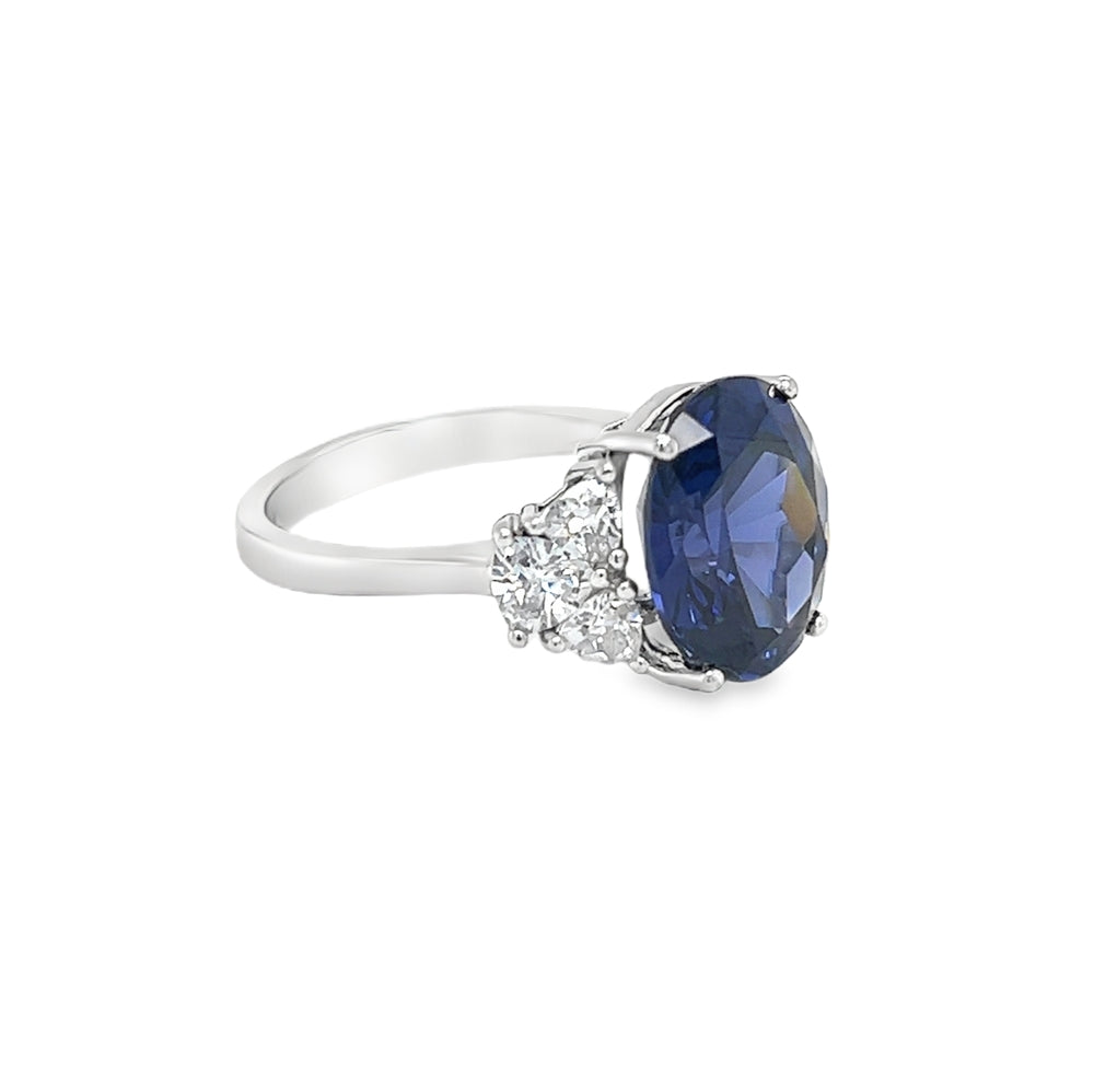 Sterling Silver Tanzanite Blue & White CZ Ring side