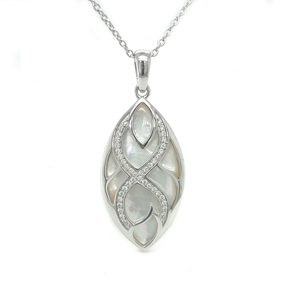 Silver CZ & Mother of Pearl Necklace