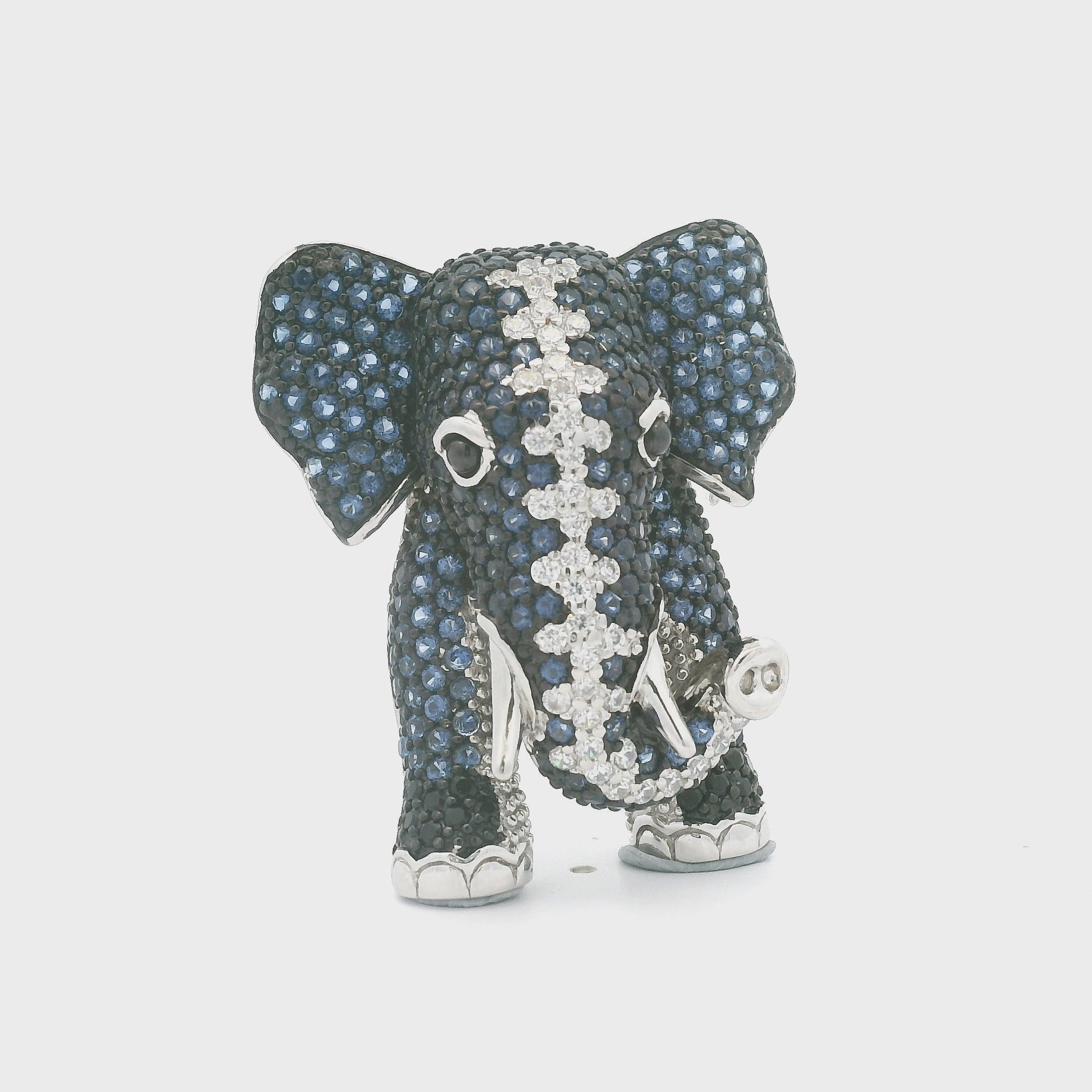 Elephant Silver & CZ Brooch & Pendant