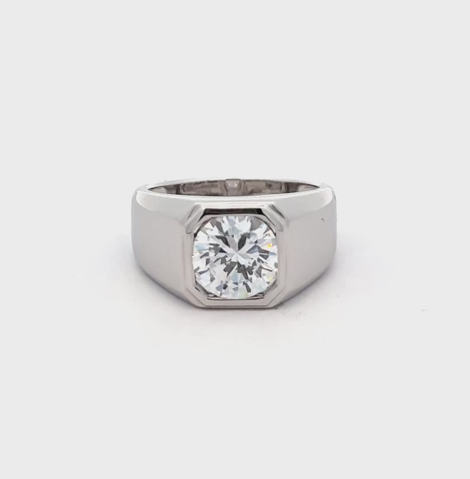 Silver Large Cubic Zirconia Signet Ring